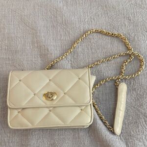 Jennifer Moore Cream Quilted Crossbody Bag